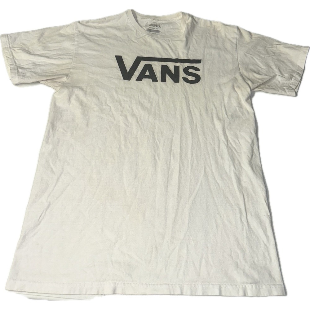 Vans Shirt Men's Medium White Logo Graphic Tee Short Sleeve Off The Wall Adult M